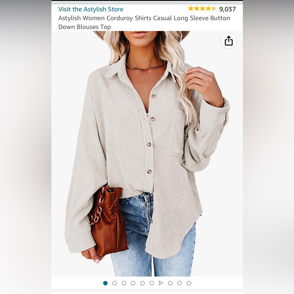 Astylish Women Corduroy Shirts Casual Long Sleeve Button Down Jacket